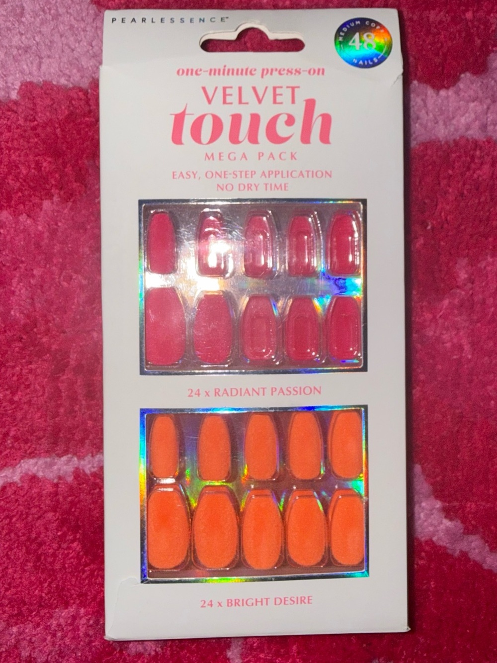 Pearlessence Velvet Touch Press-On Nails Mega Pack Pink & Orange 38 Nails